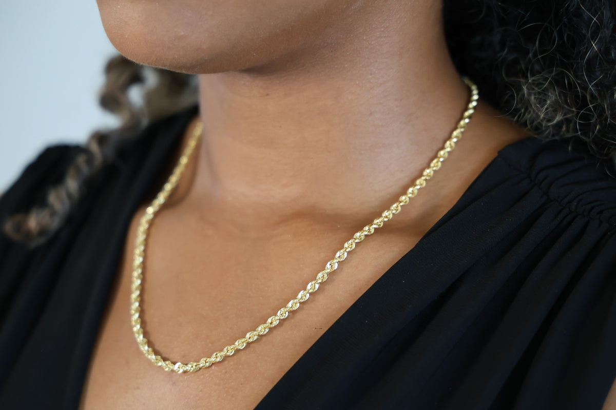 "Diamond-Cut Rope" Chain Necklace - 14k Gold