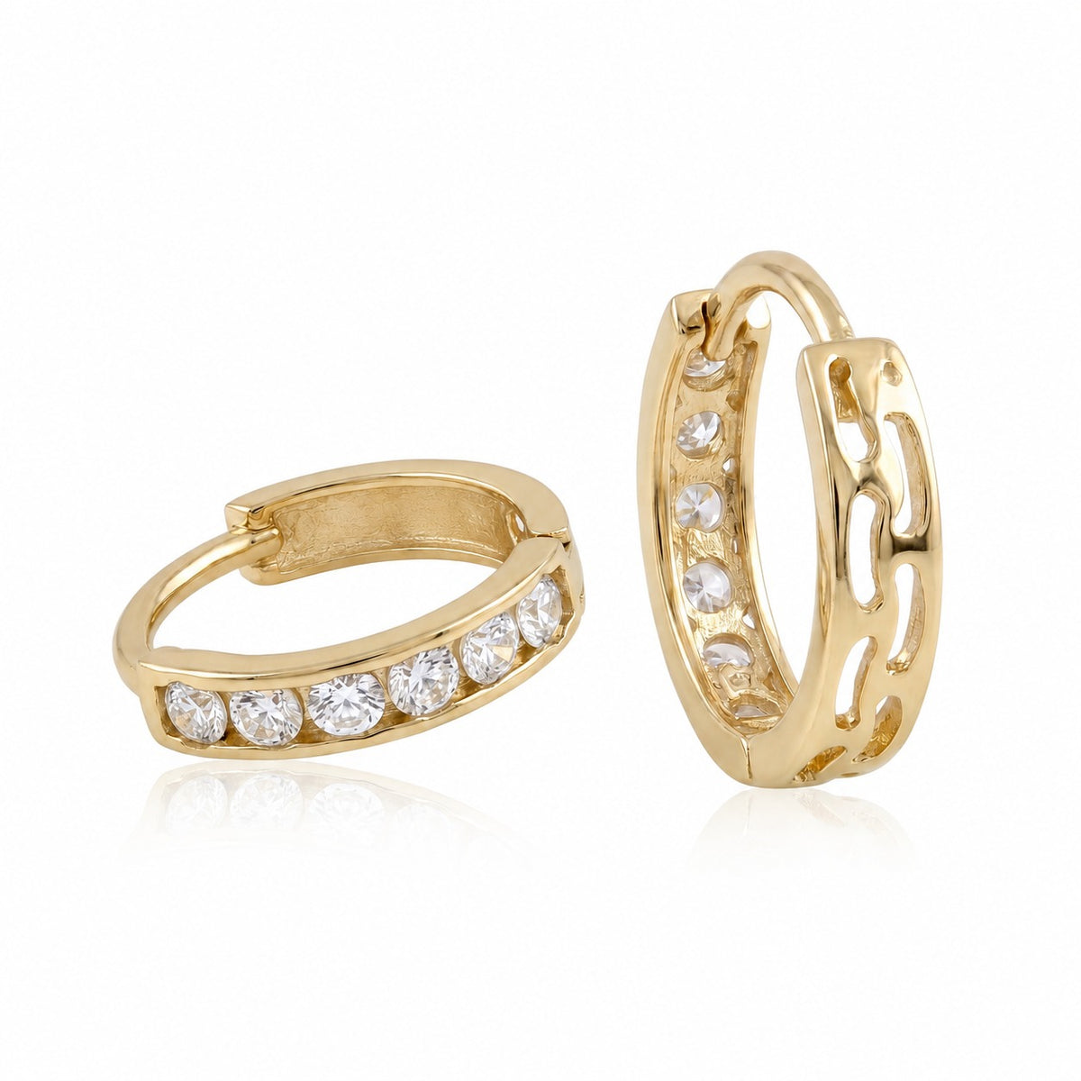 "Pavé Huggie" Earrings - 10K or 14K Solid Gold