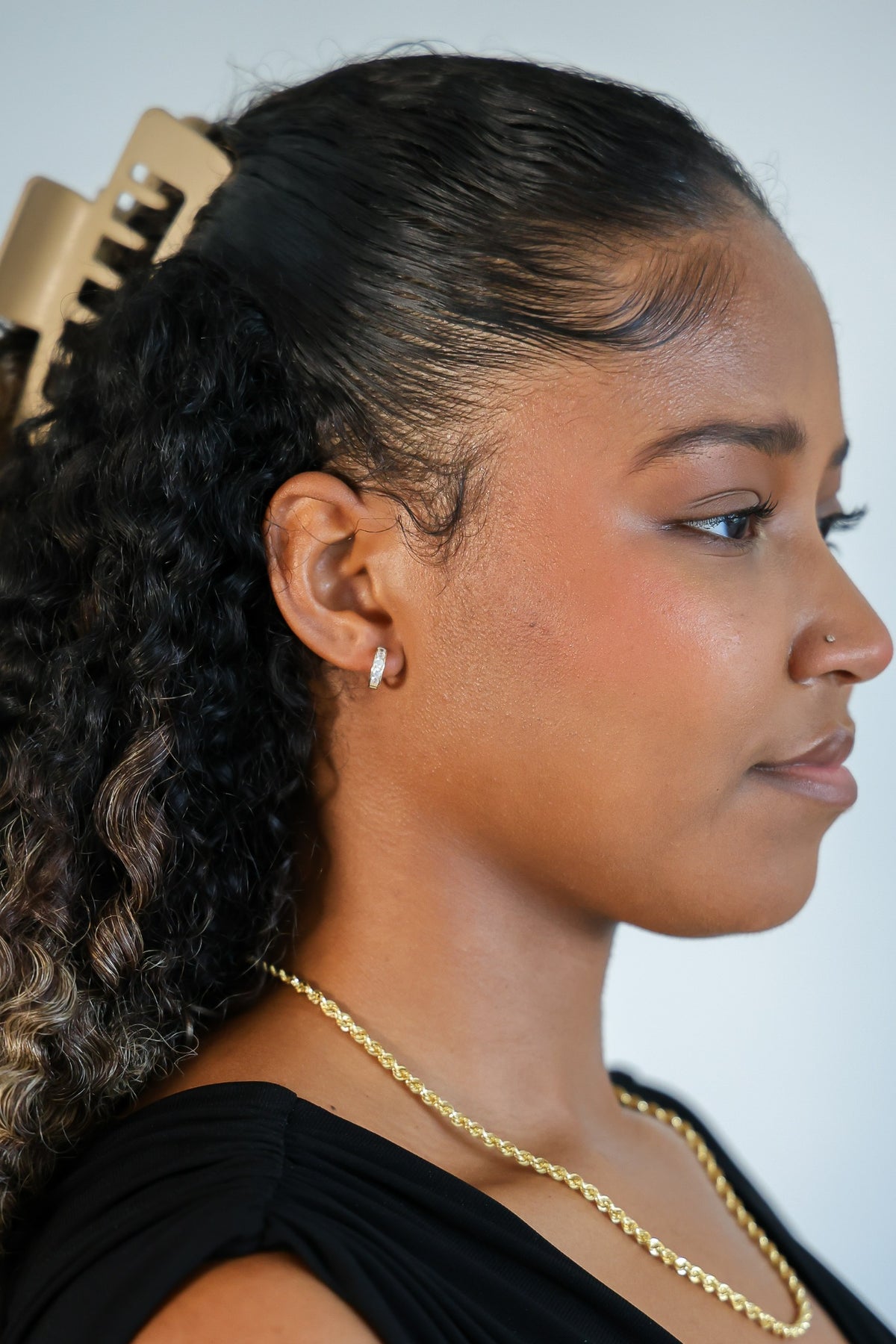 "Pavé Huggie" Earrings - 10k Gold CZ