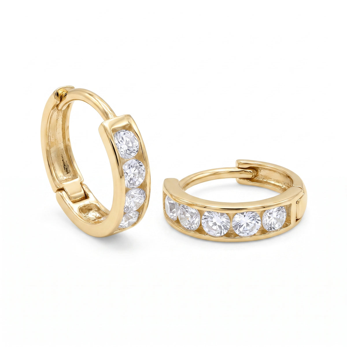"Pavé Huggie" Earrings - 10k Gold CZ