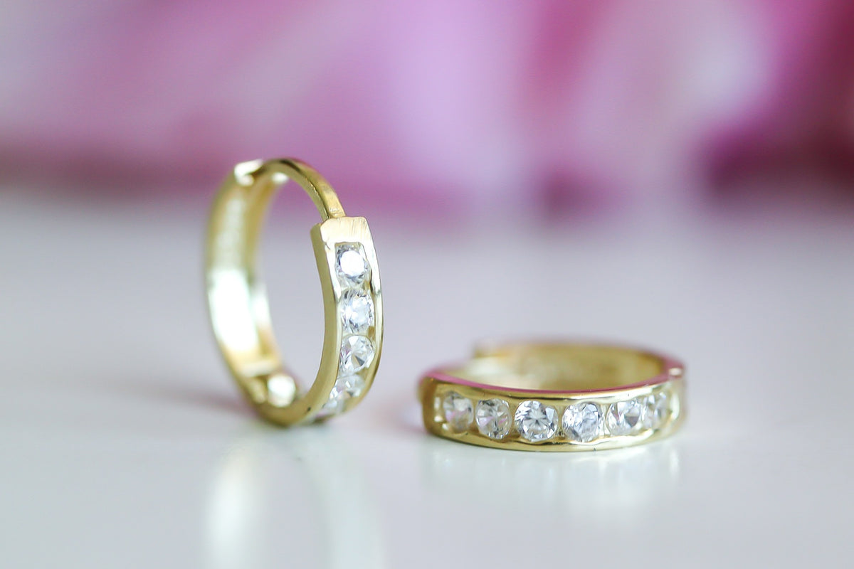 "Polished Huggie" Hoop Earrings - 10k Yellow Gold