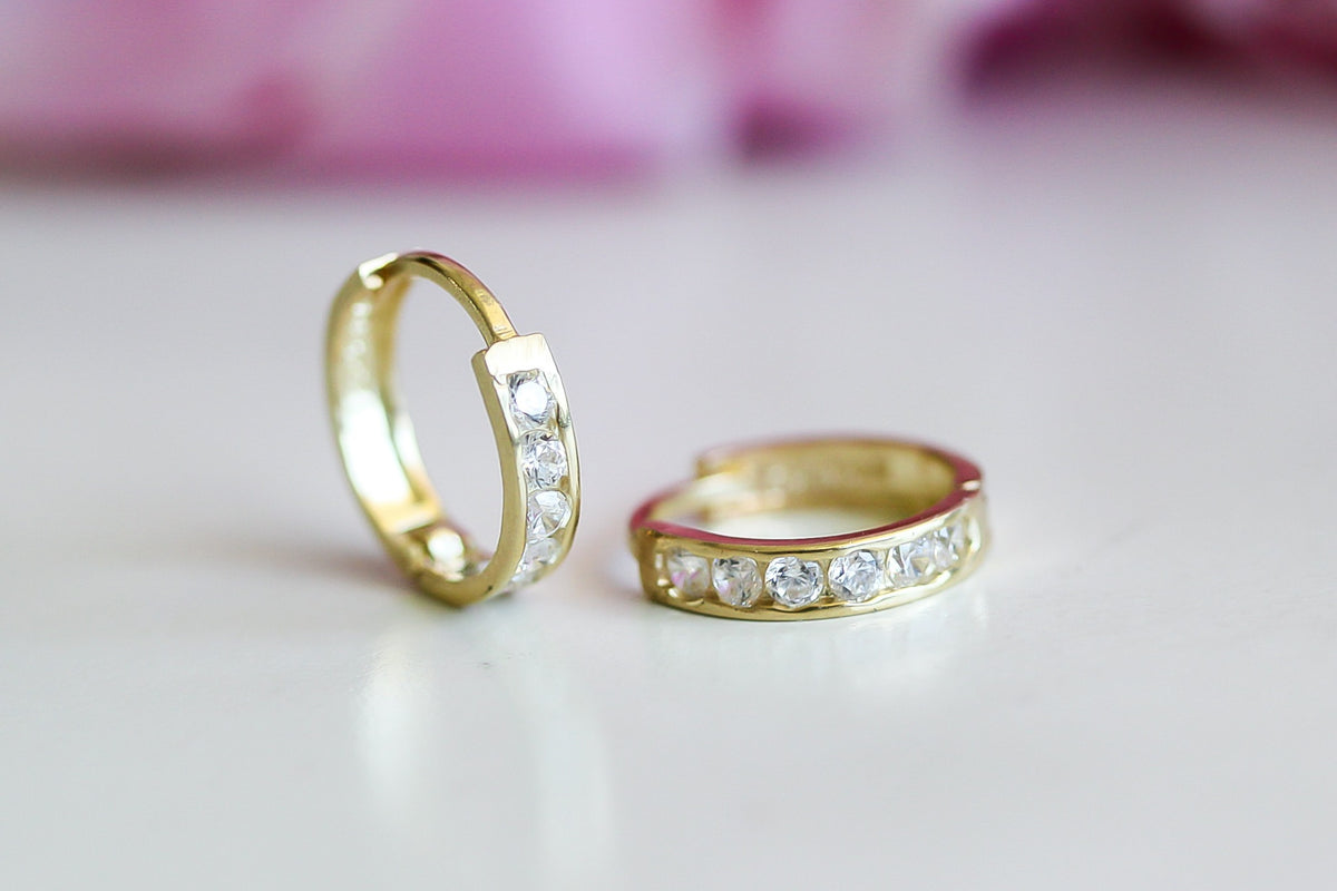 "Polished Huggie" Hoop Earrings - 10k Yellow Gold
