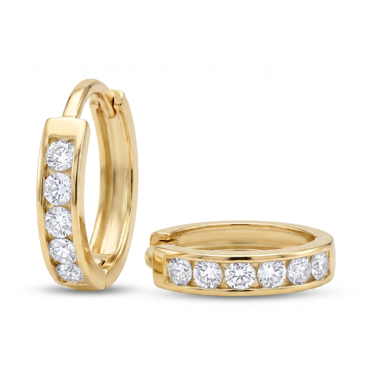 "Polished Huggie" Hoop Earrings - 10k Yellow Gold