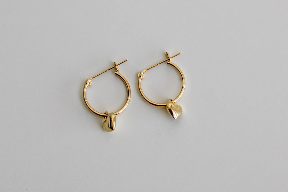 "Sweetheart Swing" Hoop Earrings - 14k Yellow Gold
