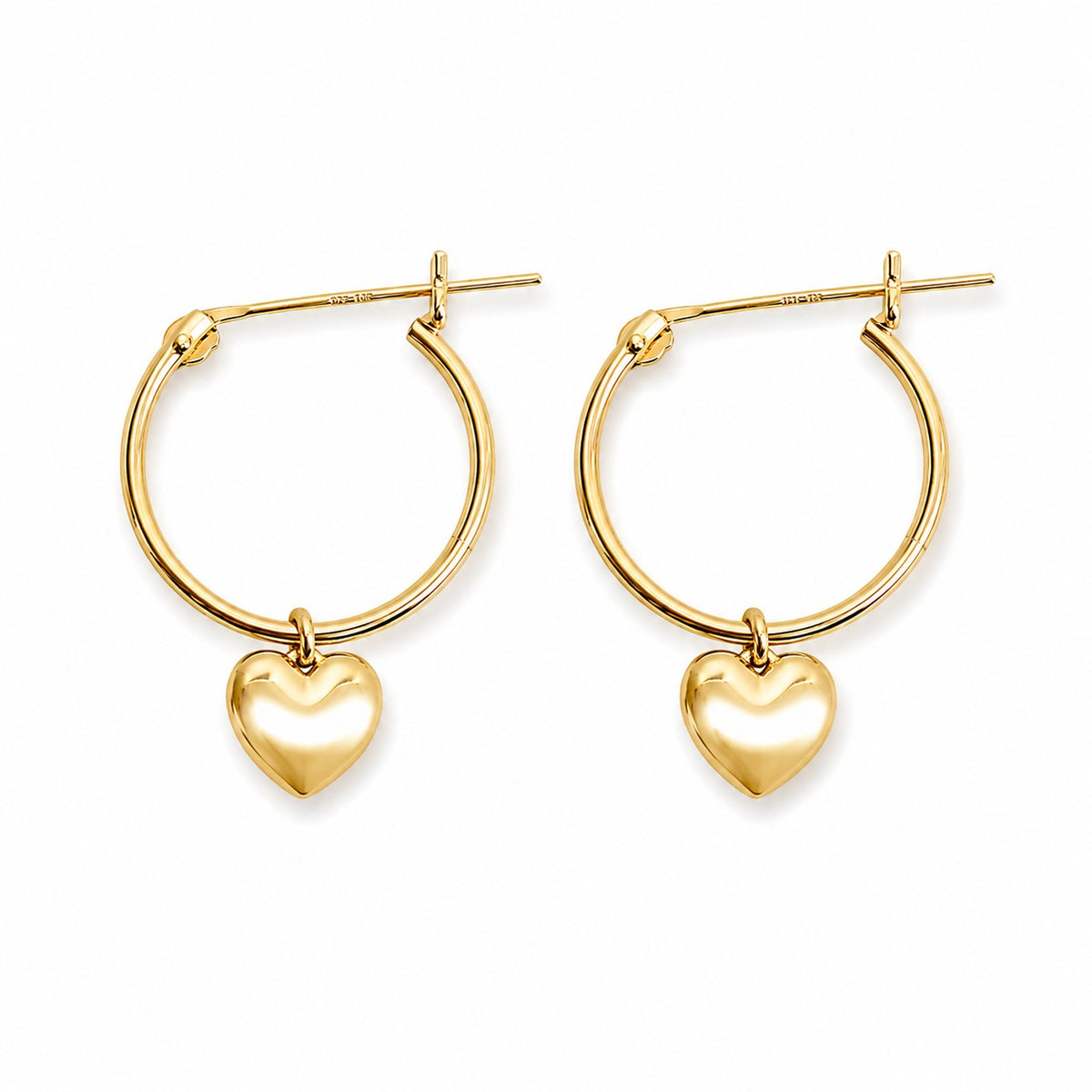 "Sweetheart Swing" Hoop Earrings - 14k Yellow Gold