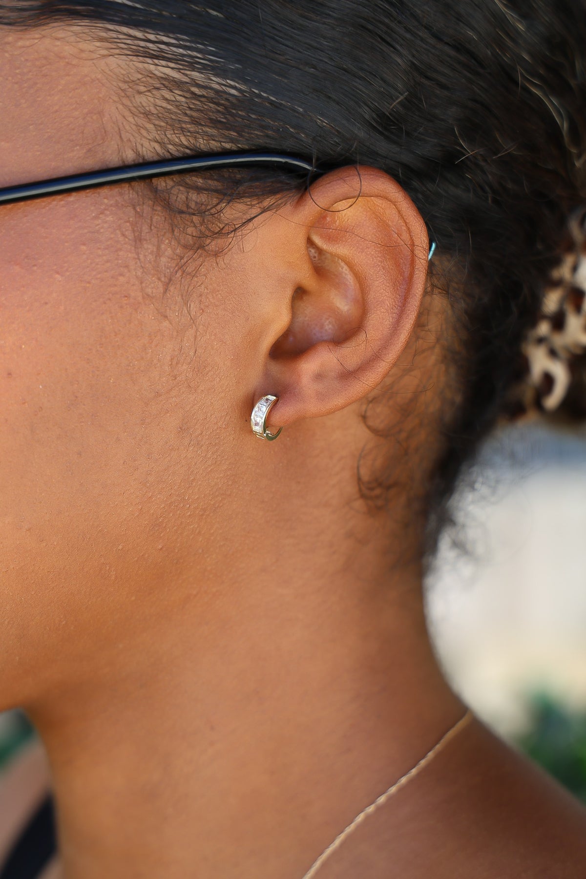 "Pavé Huggie" Earrings - 14k Yellow Gold