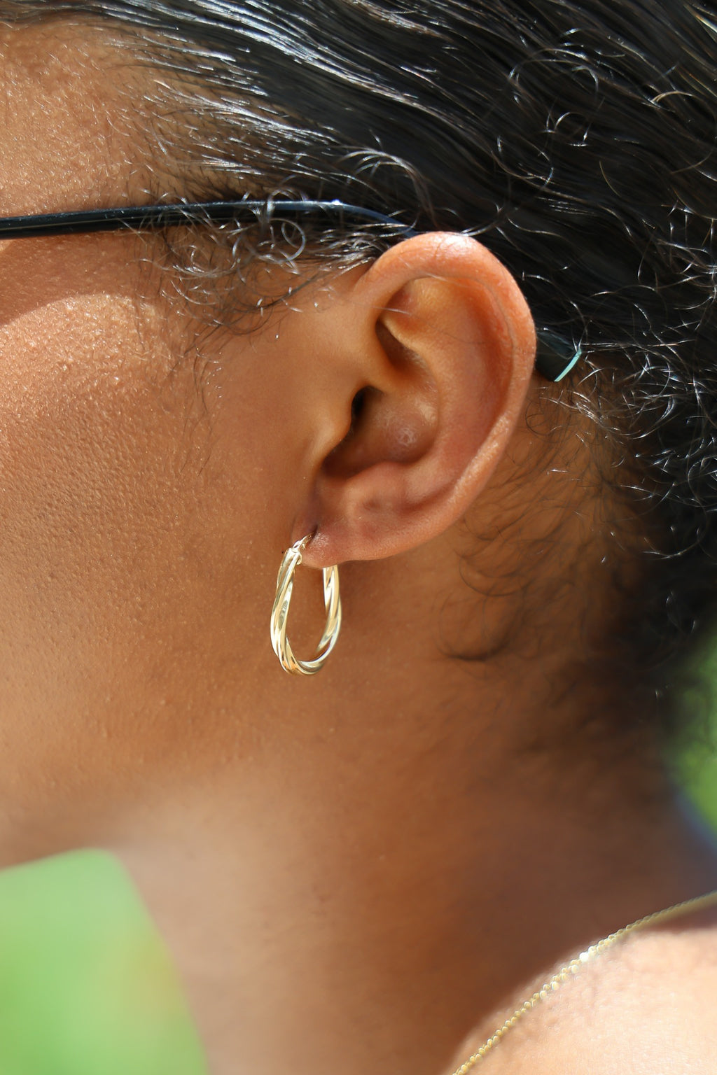 "Twisted Oval" Hoop Earrings - 14k Solid Yellow Gold