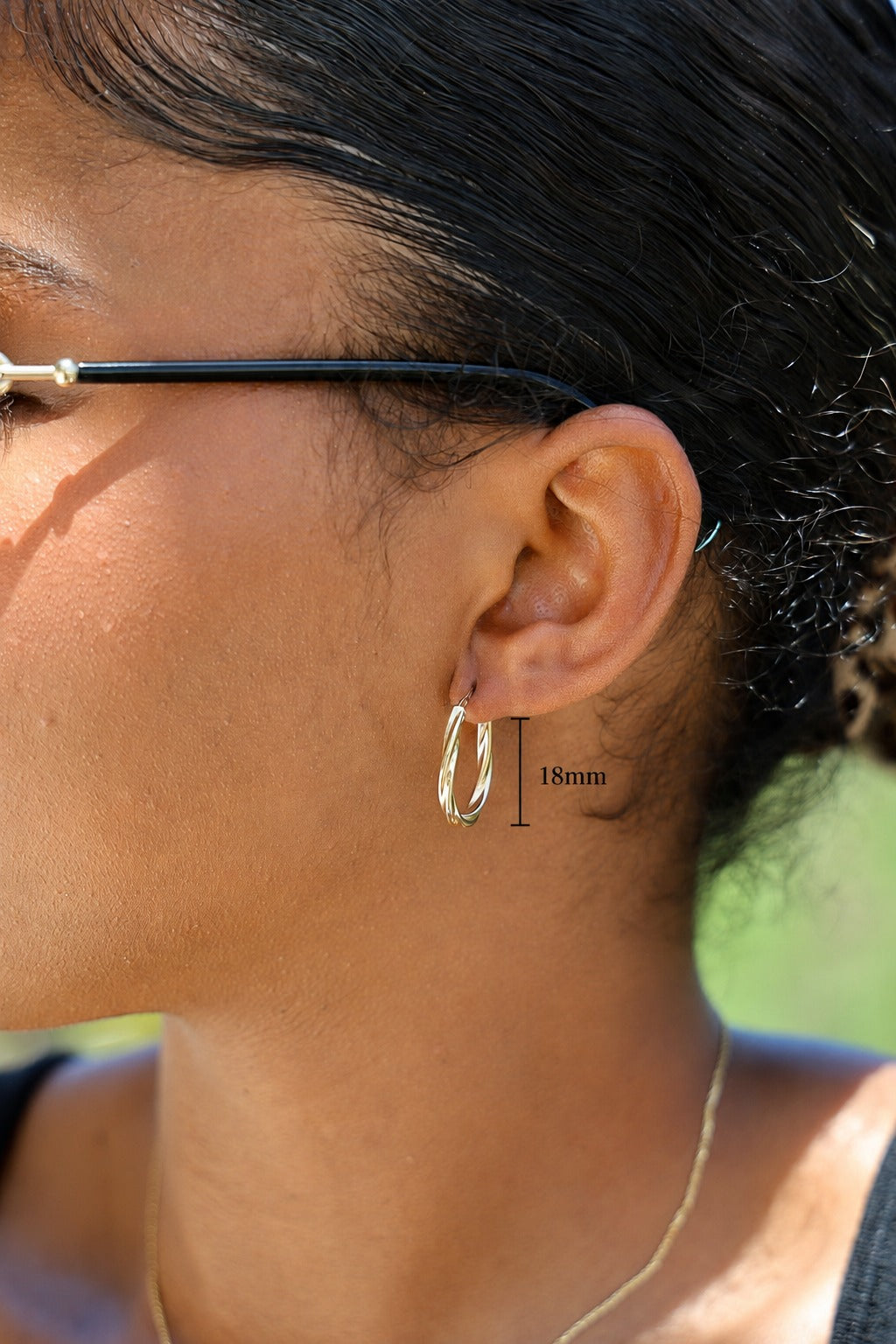 "Twisted Oval" Hoop Earrings - 14k Solid Yellow Gold