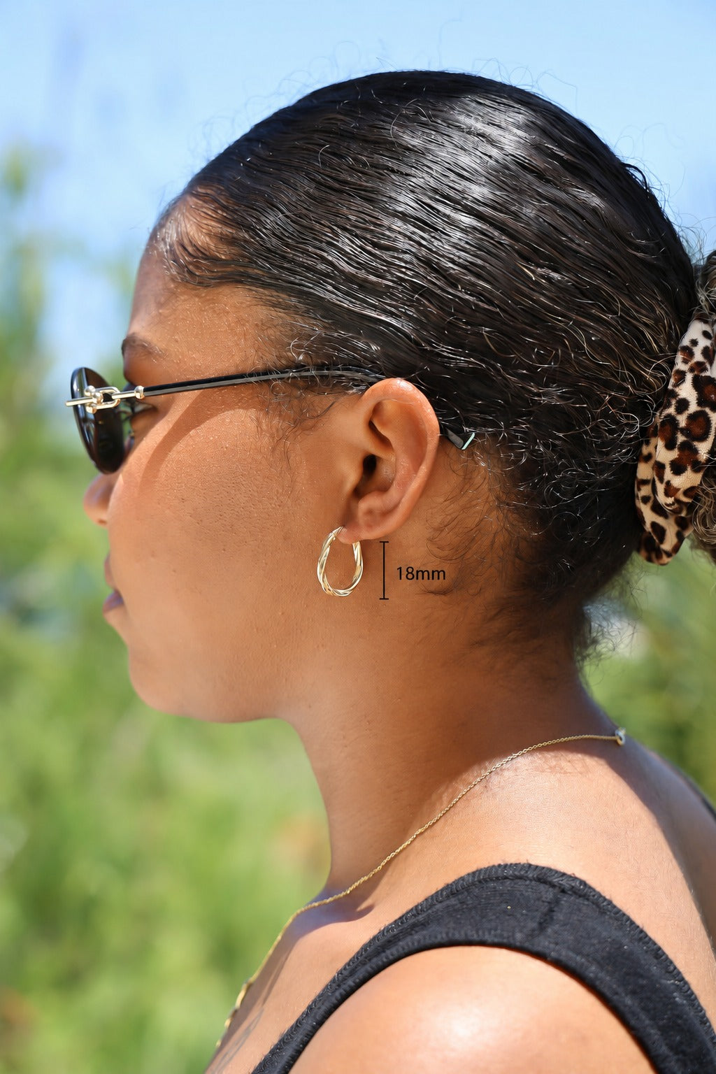 "Twisted Oval" Hoop Earrings - 14k Solid Yellow Gold