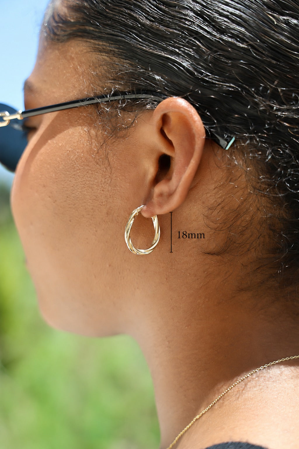 "Twisted Oval" Hoop Earrings - 14k Solid Yellow Gold