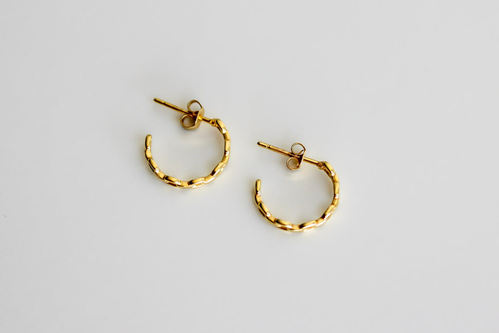 "Oval Chain Link" Hoops - 14k Yellow Gold
