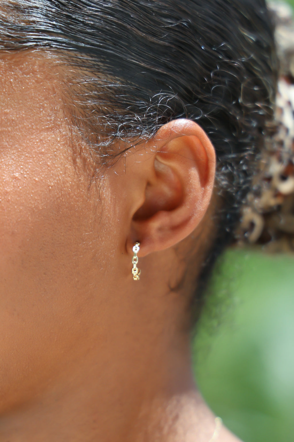 "Oval Chain Link" Hoops - 14k Yellow Gold