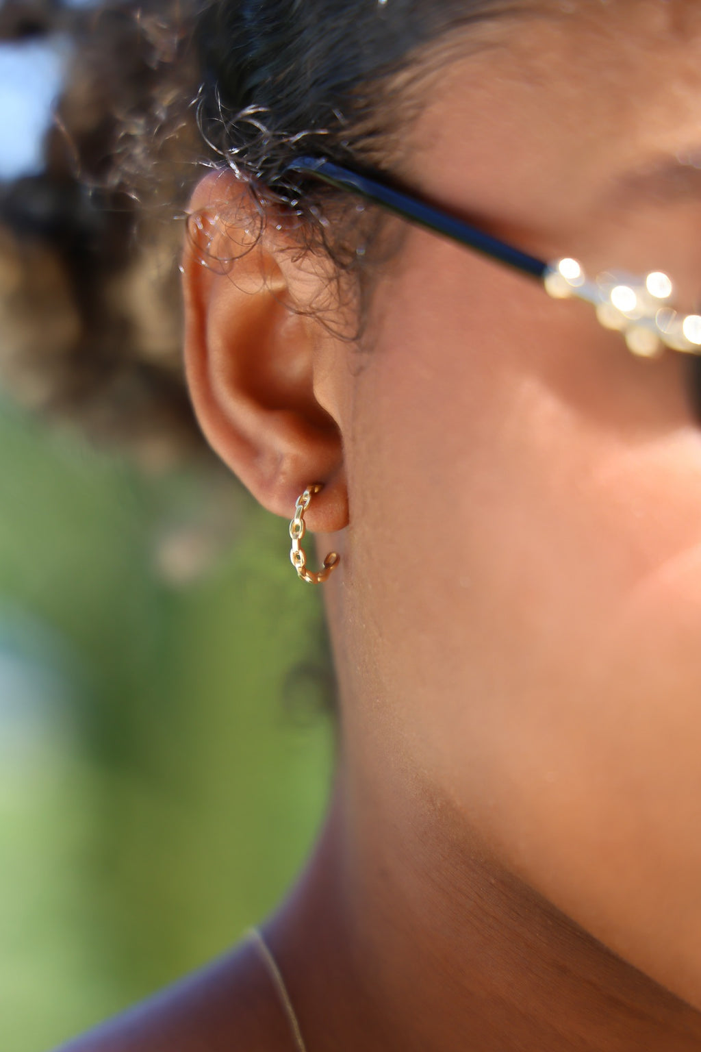 "Oval Chain Link" Hoops - 14k Yellow Gold