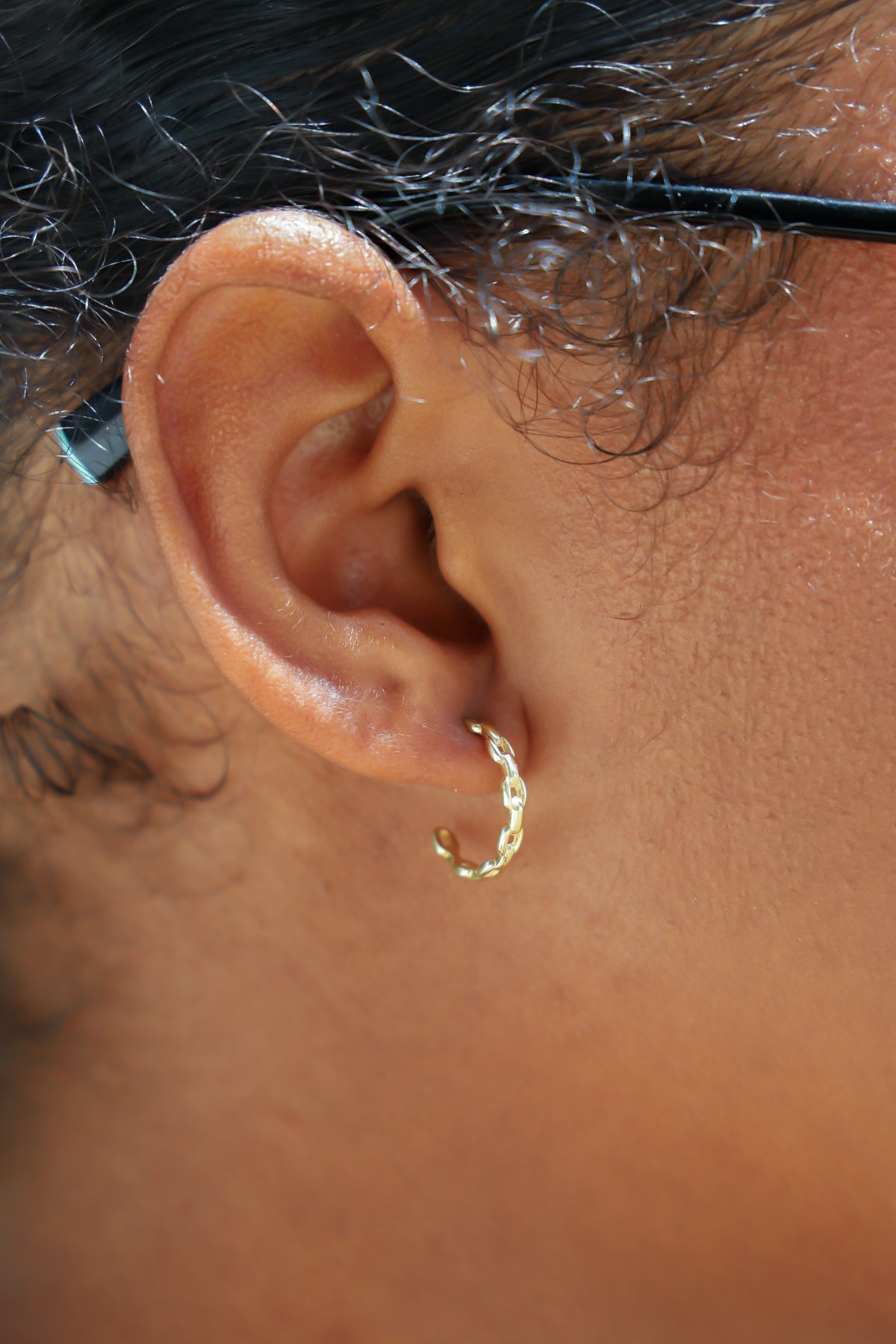 "Oval Chain Link" Hoops - 14k Yellow Gold