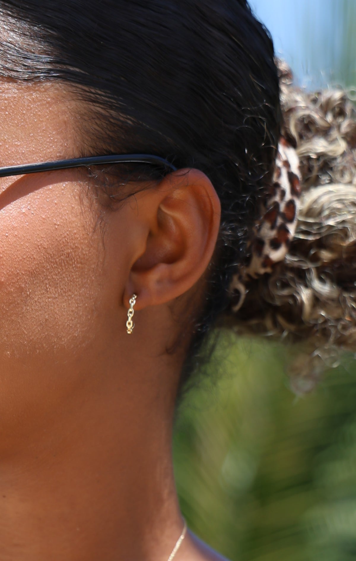 "Oval Chain Link" Hoops - 14k Yellow Gold