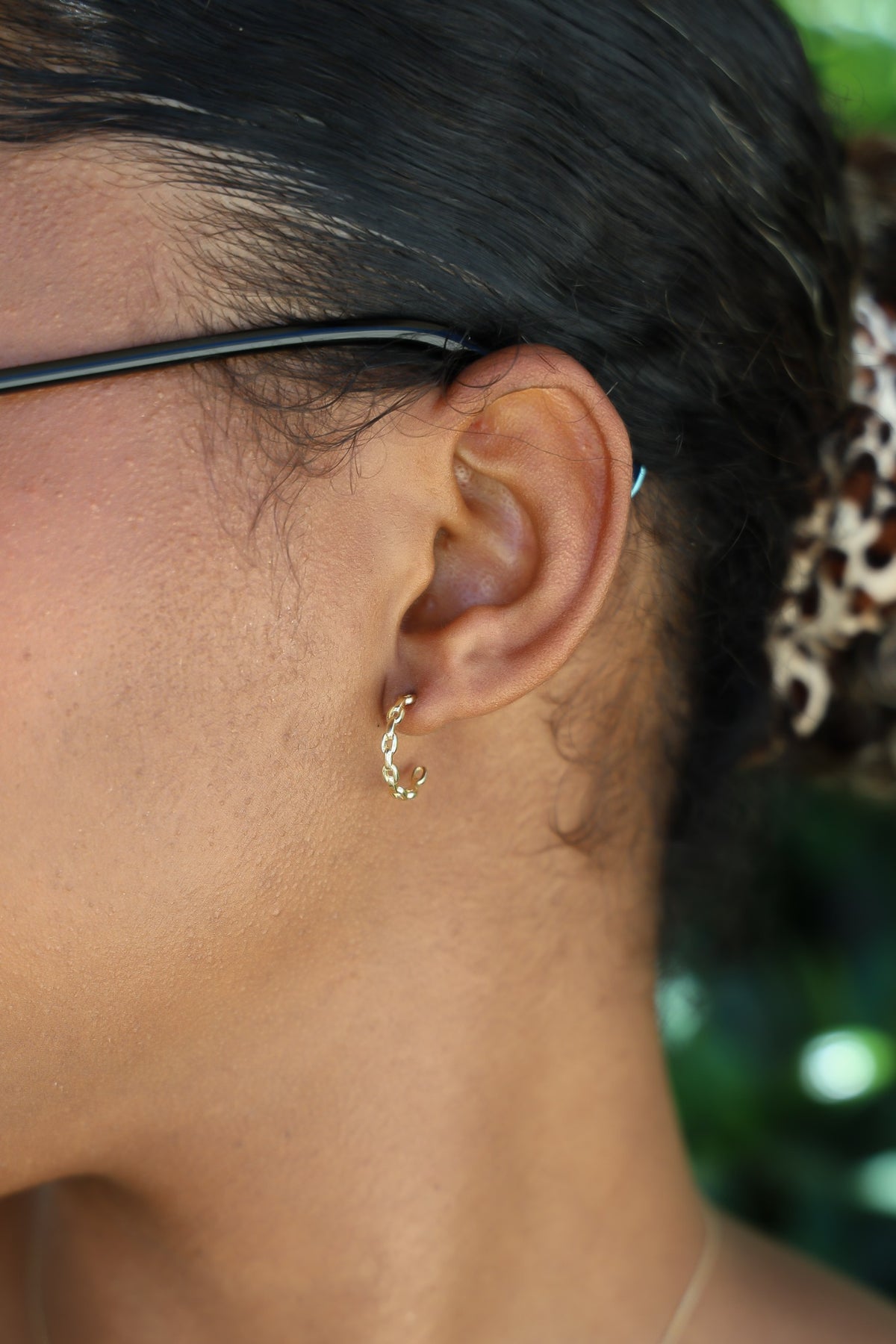 "Oval Chain Link" Hoops - 14k Yellow Gold