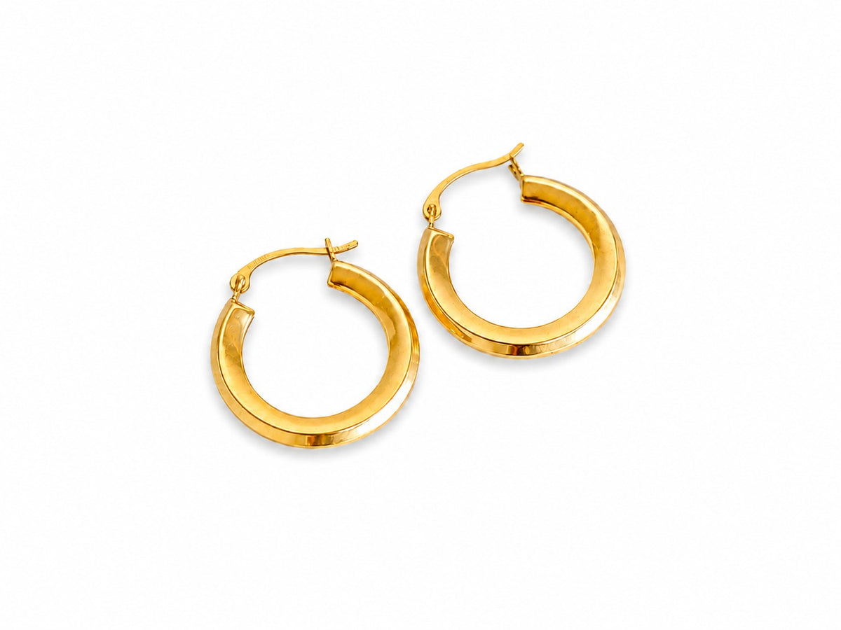 "Polished Circle" Hoop Earrings - 14k Gold