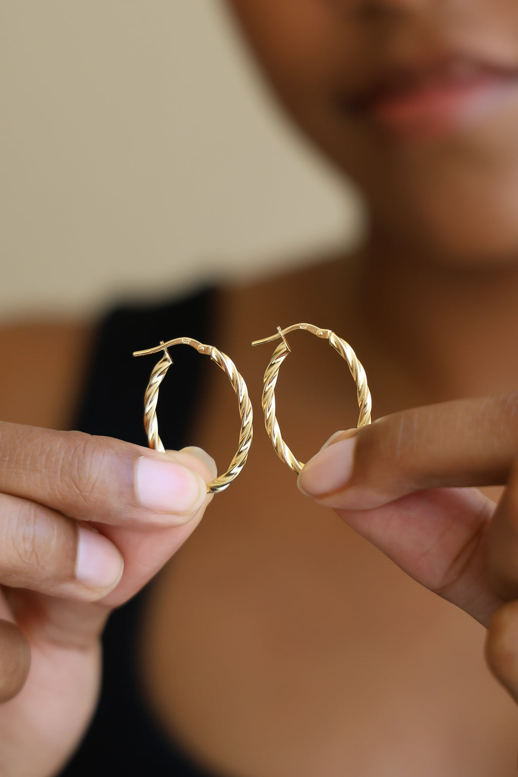 "Barrel Twist" Hoop Earrings - 14k Yellow Gold