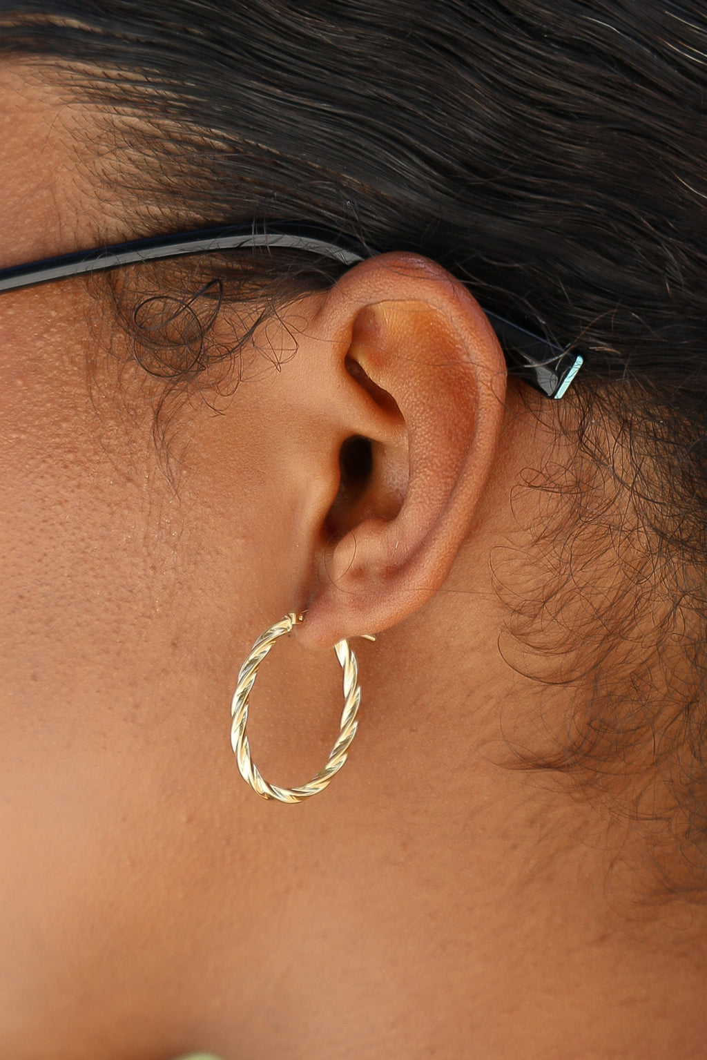 "Barrel Twist" Hoop Earrings - 14k Yellow Gold