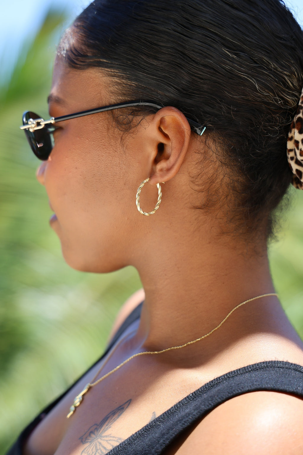 "Barrel Twist" Hoop Earrings - 14k Yellow Gold
