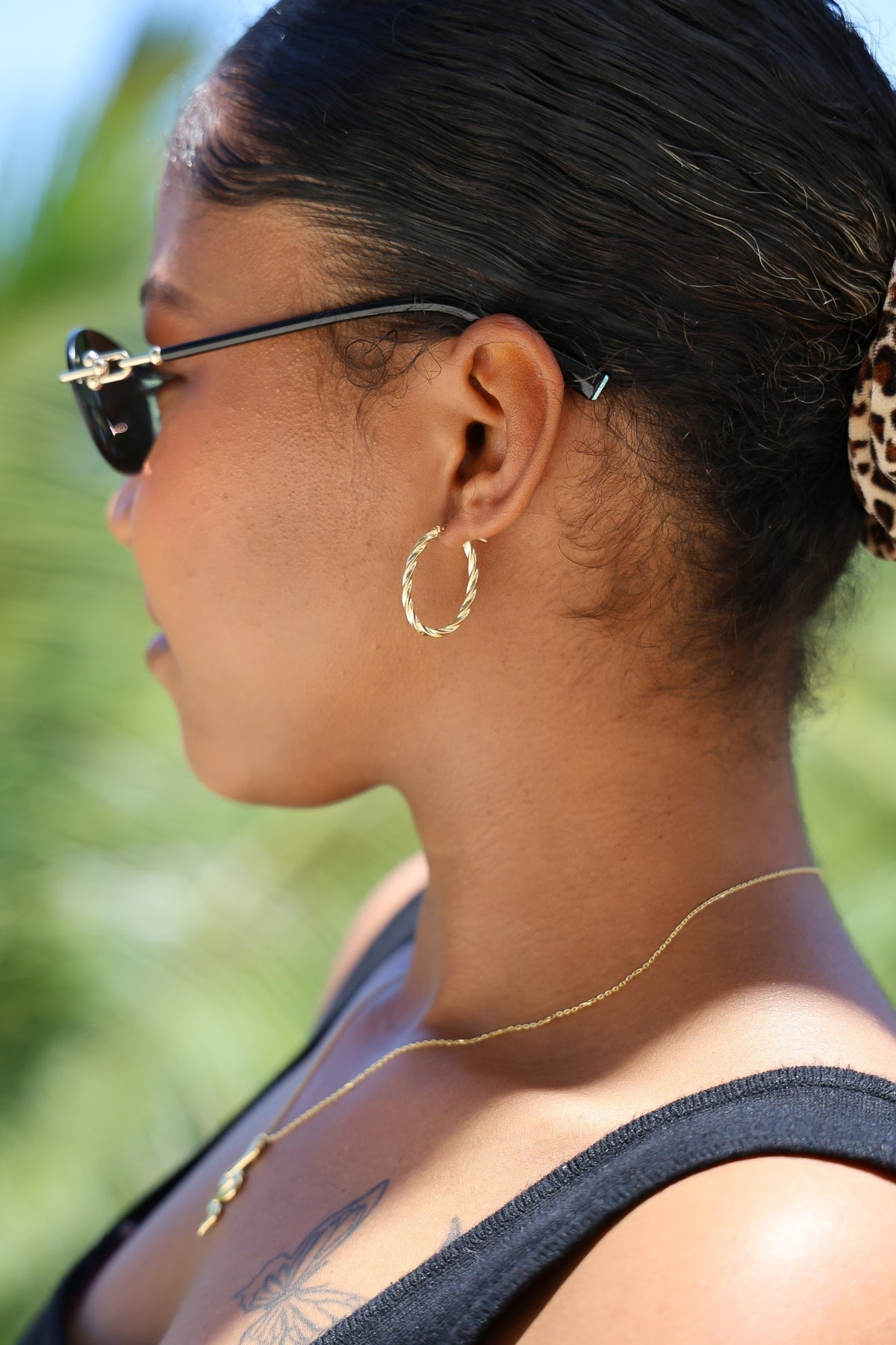"Barrel Twist" Hoop Earrings - 14k Yellow Gold