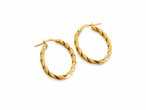 "Barrel Twist" Hoop Earrings - 14k Yellow Gold
