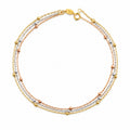 "Tri-Color Ball Bead" Anklet - 14k Gold