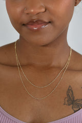 “Beaded Cuban” Chain – 14k Solid Gold