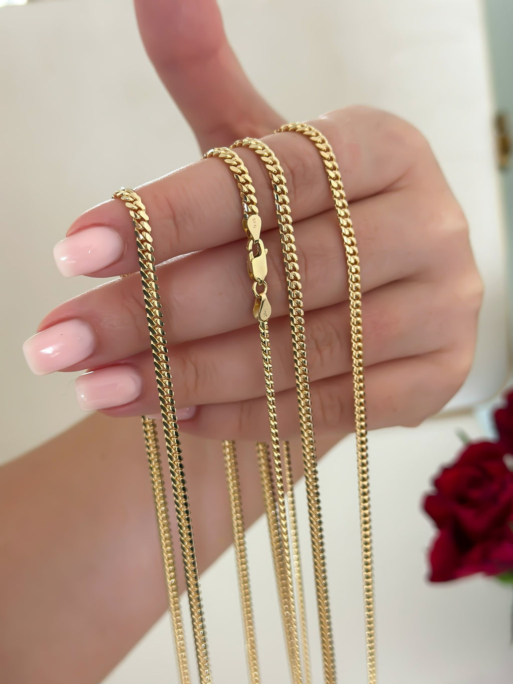 "Cuban Link" Chain Necklace - 14k Solid Gold