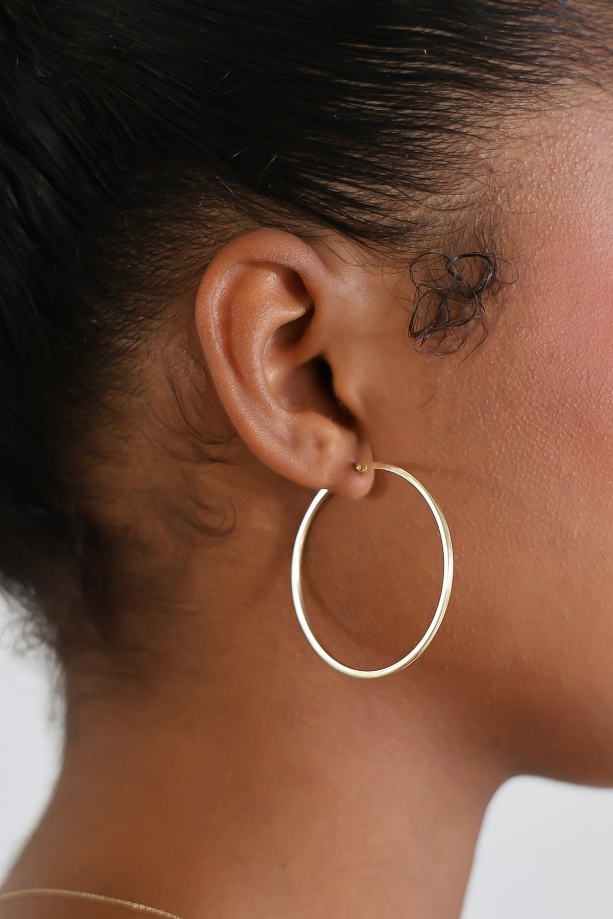 "Flat Circle" Hoop Earrings - 10k Solid Gold