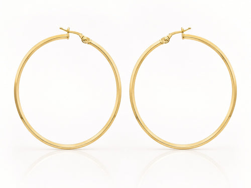 "Flat Circle" Hoop Earrings - 10k Solid Gold