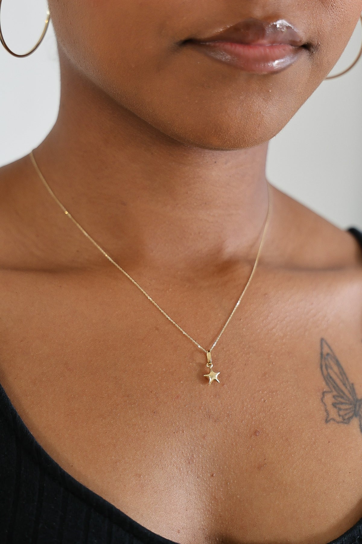 "Five-Point Star" Pendant Necklace - 14k Solid Gold