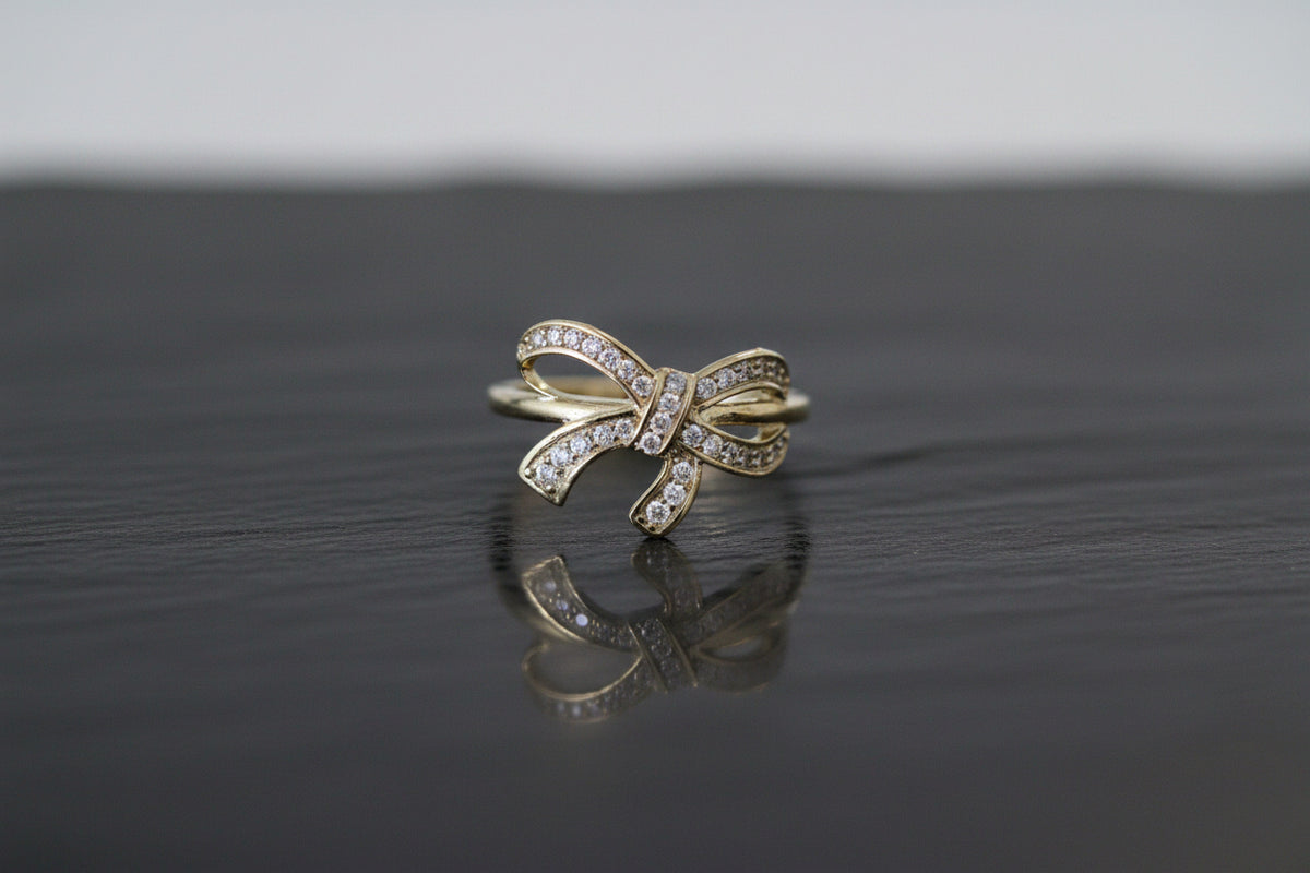 "Ribbon Bow" Ring - 10k Solid Yellow Gold