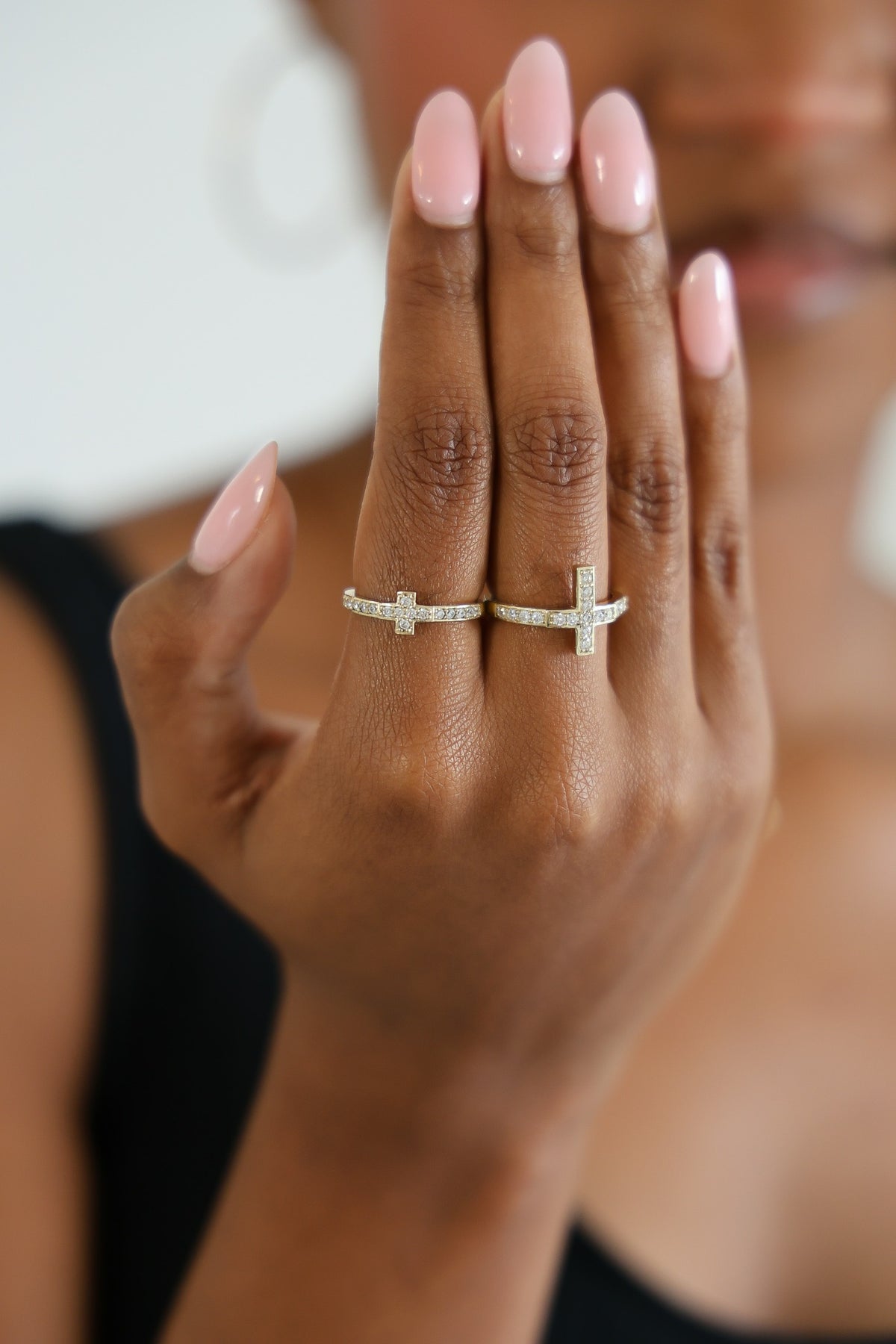 "Pavé Cross" Ring - 10k Solid Yellow Gold