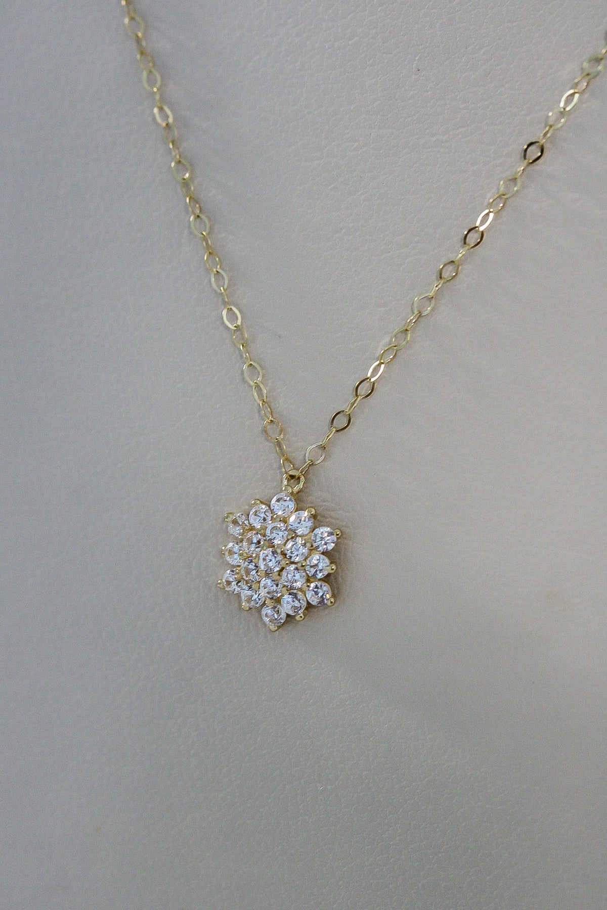 "Flower CZ" Jewelry Set - 14k Solid Yellow Gold