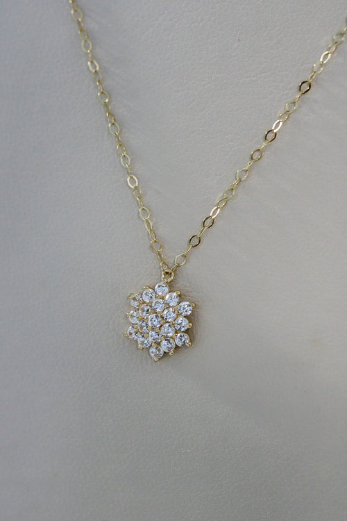 "Flower CZ" Jewelry Set - 14k Solid Yellow Gold
