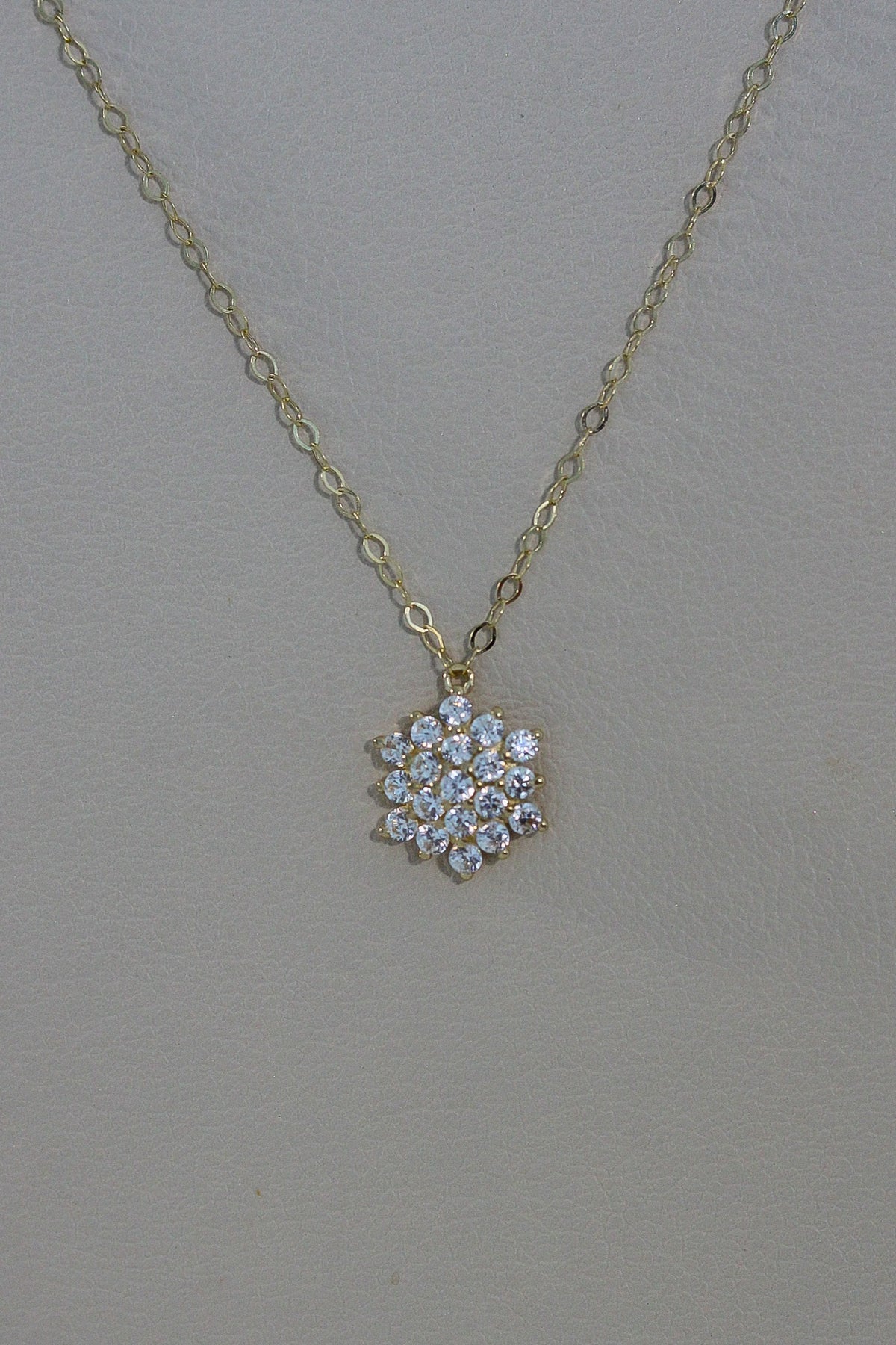 "Flower CZ" Jewelry Set - 14k Solid Yellow Gold