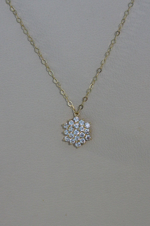 "Flower CZ" Jewelry Set - 14k Solid Yellow Gold