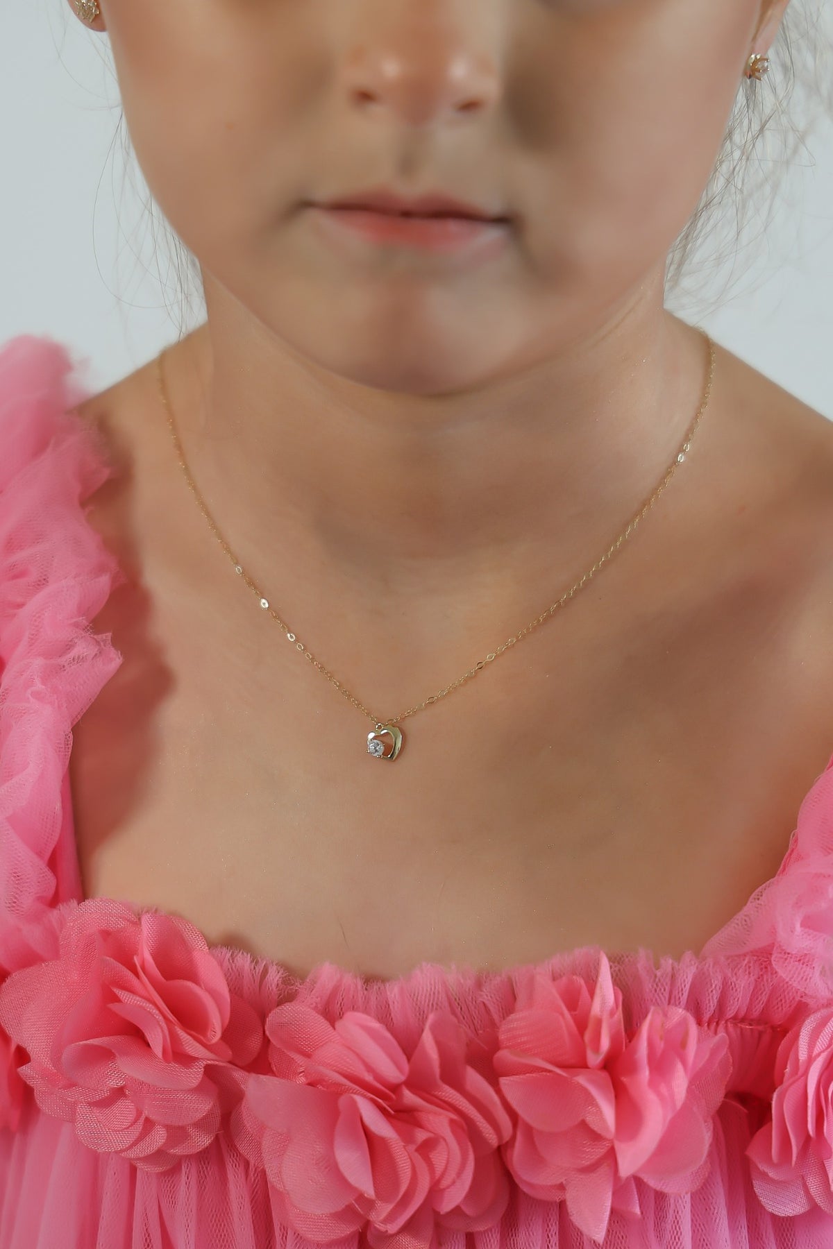 "CZ Heart" Baby Jewelry Set - 14k Solid Yellow Gold