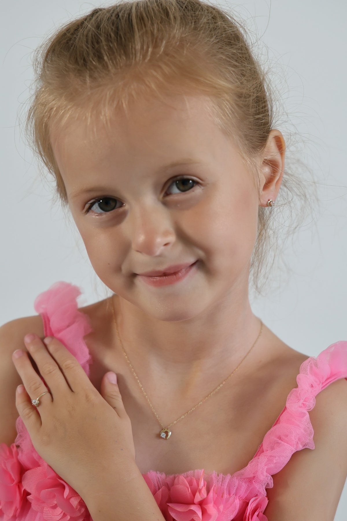 "CZ Heart" Baby Jewelry Set - 14k Solid Yellow Gold