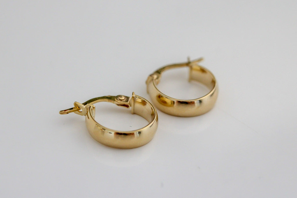 "High-Polish Tube" Hoop Earrings - 10k Solid Gold