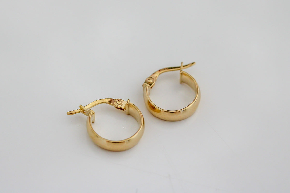 "High-Polish Tube" Hoop Earrings - 10k Solid Gold