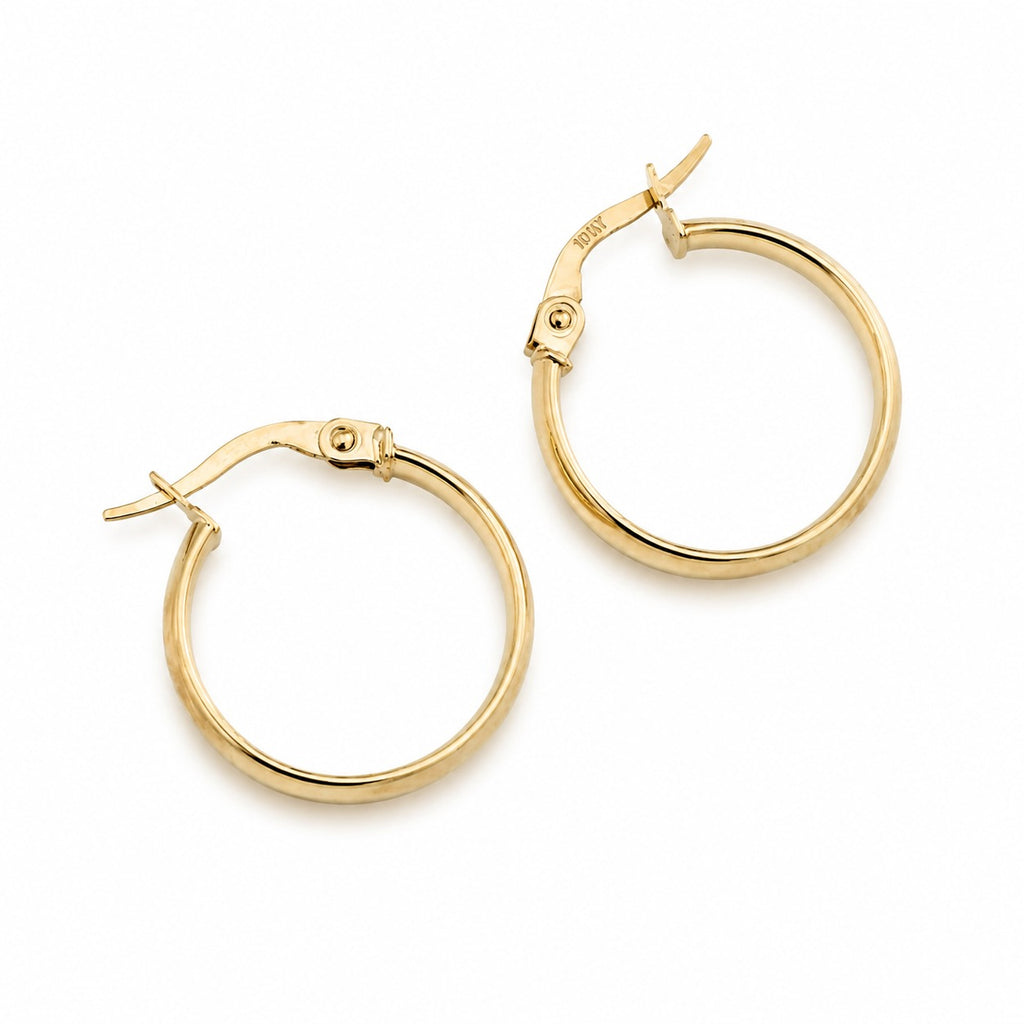 "High-Polish Tube" Hoop Earrings - 10k Solid Gold
