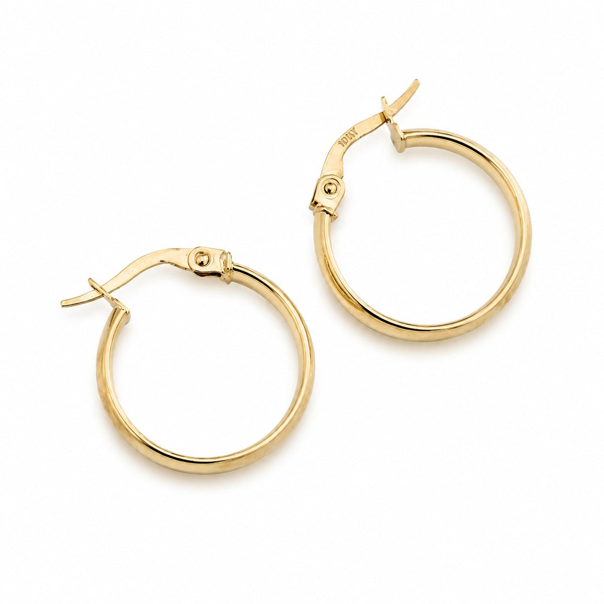 "High-Polish Tube" Hoop Earrings - 10k Solid Gold