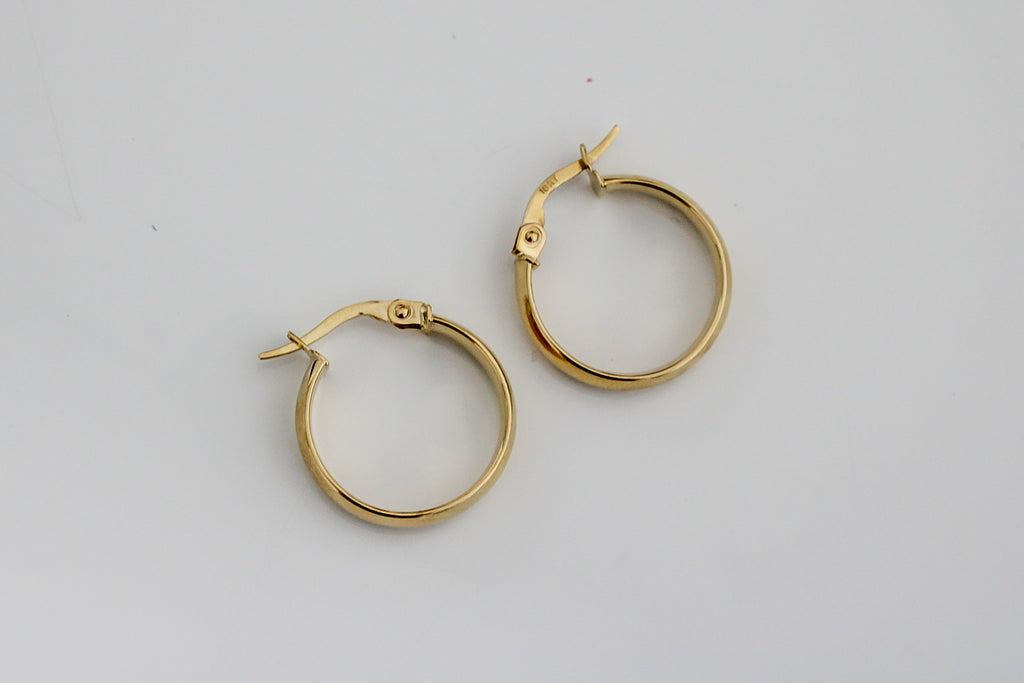 "High-Polish Tube" Hoop Earrings - 10k Solid Gold