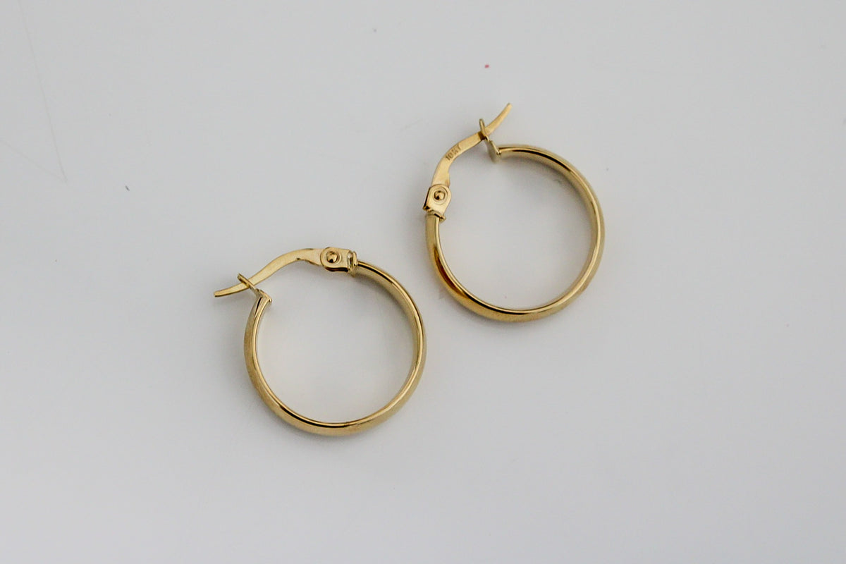 "High-Polish Tube" Hoop Earrings - 10k Solid Gold