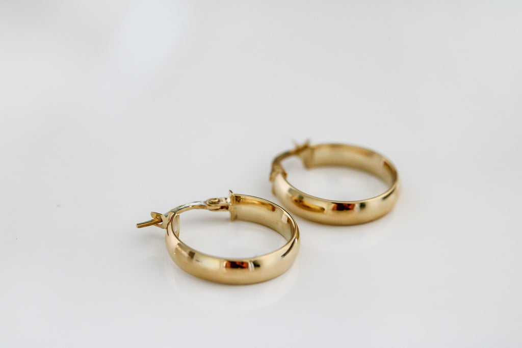 "High-Polish Tube" Hoop Earrings - 10k Solid Gold