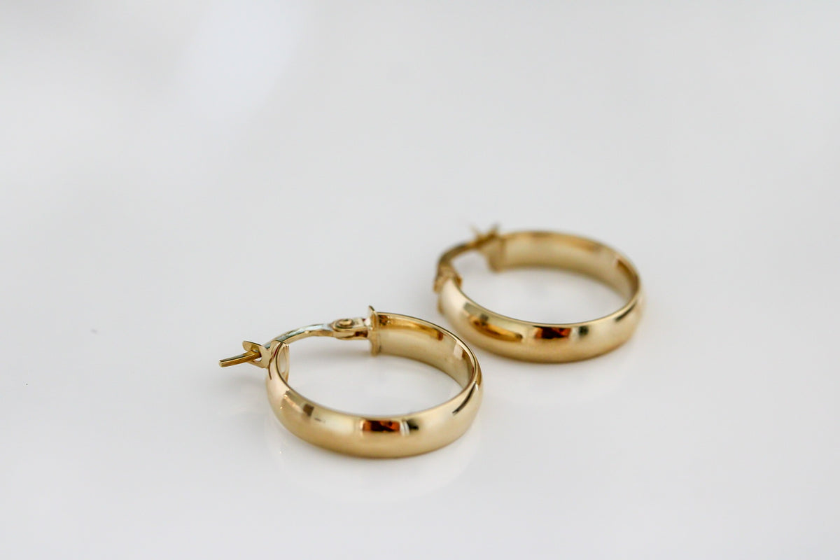 "High-Polish Tube" Hoop Earrings - 10k Solid Gold