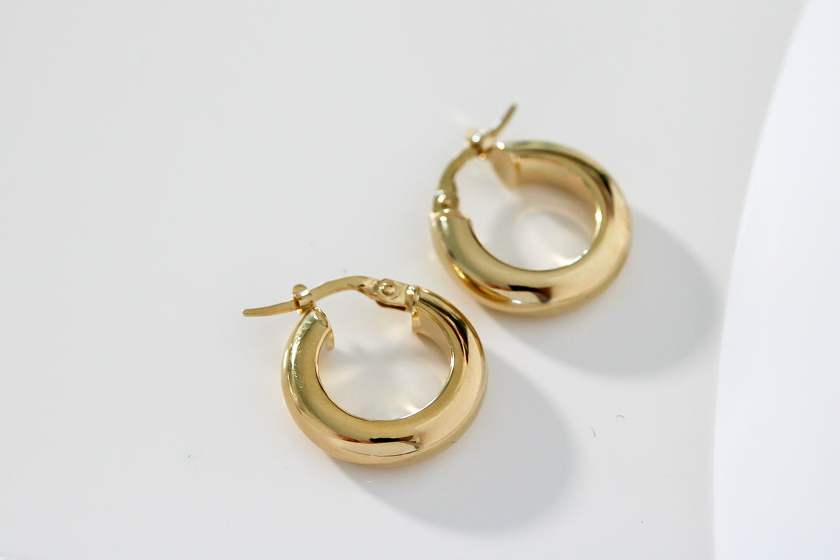 "Tube Hoop" Earrings - Yellow Gold