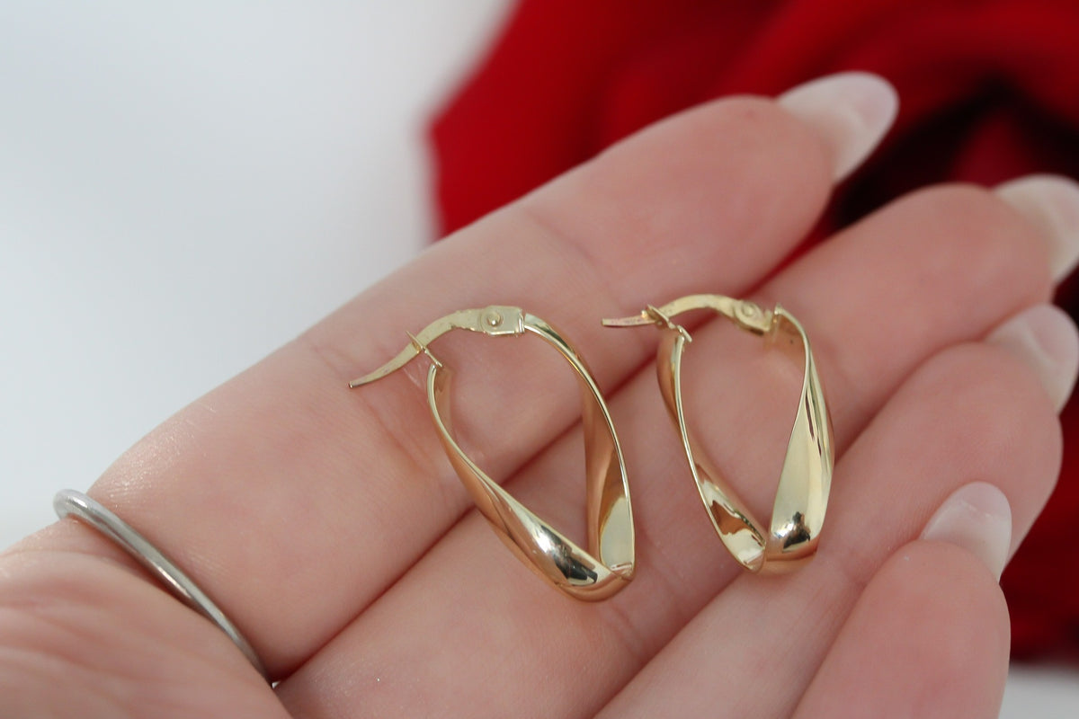 "Figure-Eight Twist" Hoop Earrings - 10k Solid Gold